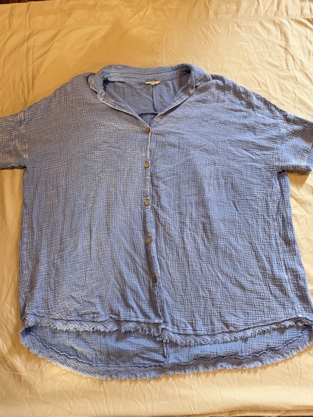 easel Lightweight Blue Button-Front Tunic